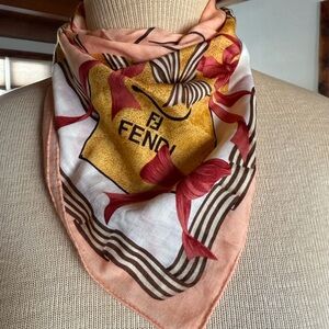 Fendi Pink and Yellow Scarf with Geometric Design
